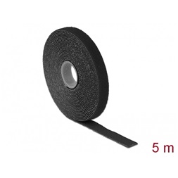 Delock 18711 Hurkolható rögzítok, 5 m x 13 mm (H x Sz) tekercs, fekete