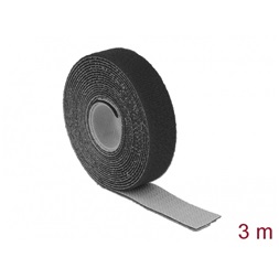 Delock 18714 Hurkolható rögzítok, 3 m x 20 mm (H x Sz) tekercs, fekete