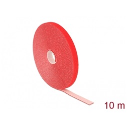 Delock 18720 Hurkolható rögzítok, 10 m x 13 mm (H x Sz) tekercs, piros