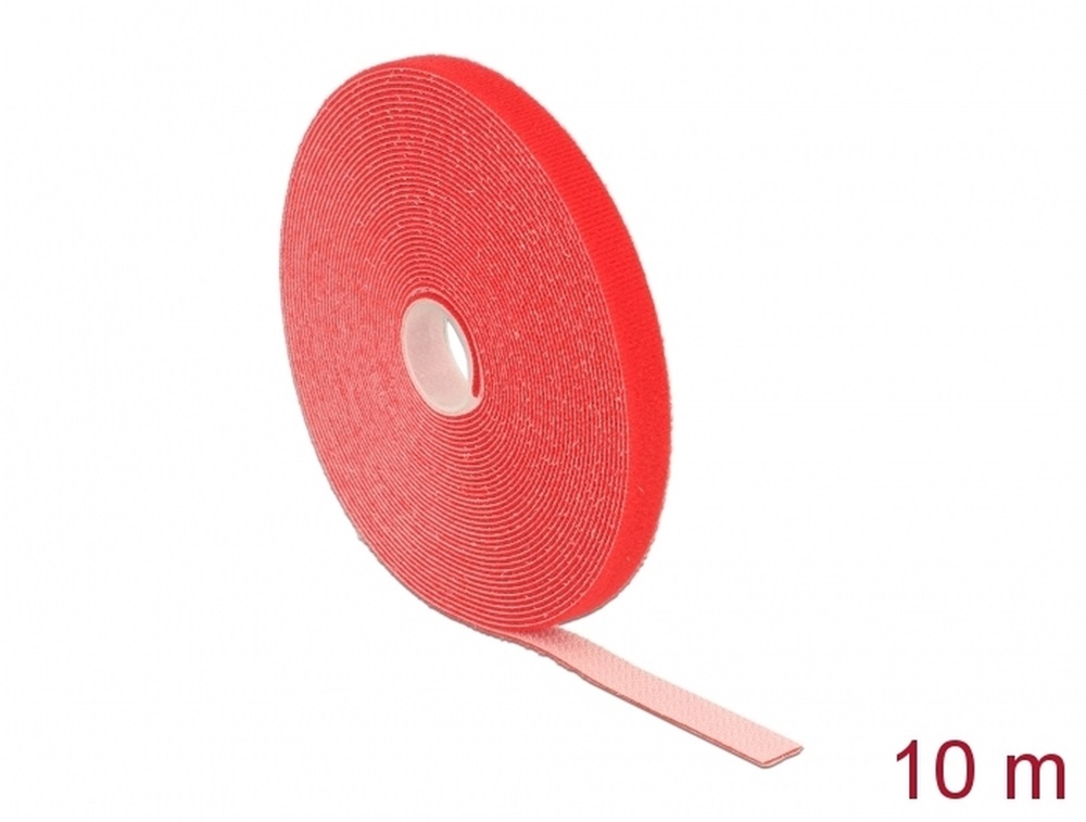 Delock 18720 Hurkolható rögzítok, 10 m x 13 mm (H x Sz) tekercs, piros