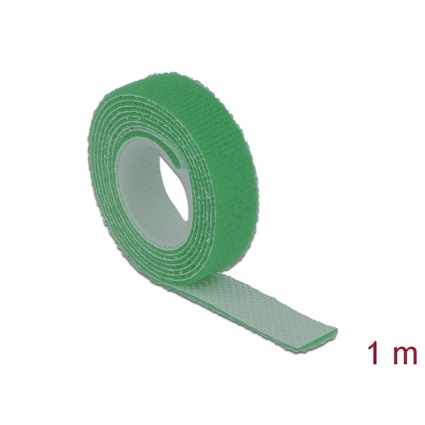 Delock 18725 Hurkolható rögzítok, 1 m x 13 mm (H x Sz) tekercs, zöld