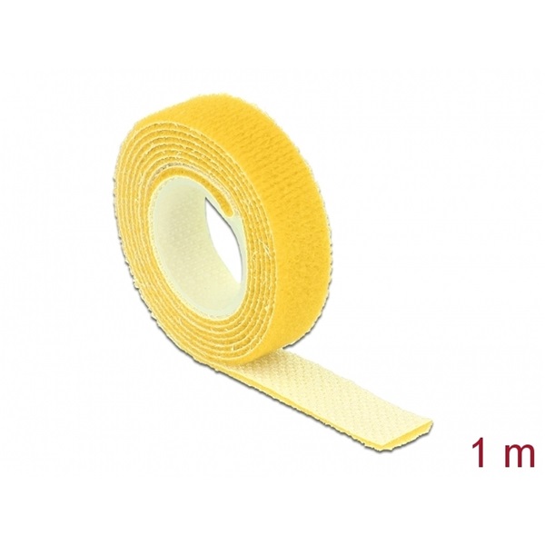 Delock 18733 Hurkolható rögzítok, 1 m x 13 mm (H x Sz) tekercs, sárga