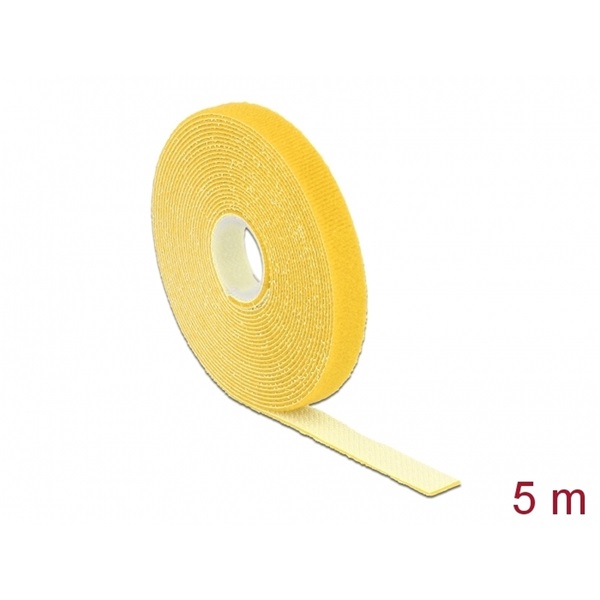 Delock 18735 Hurkolható rögzítok, 5 m x 13 mm (H x Sz) tekercs, sárga