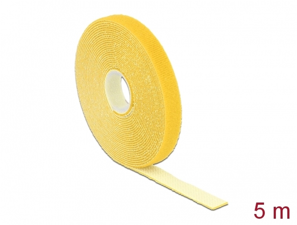 Delock 18735 Hurkolható rögzítok, 5 m x 13 mm (H x Sz) tekercs, sárga