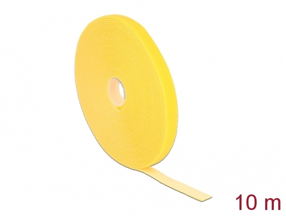 Delock 18736 Hurkolható rögzítok, 10 m x 13 mm (H x Sz) tekercs, sárga