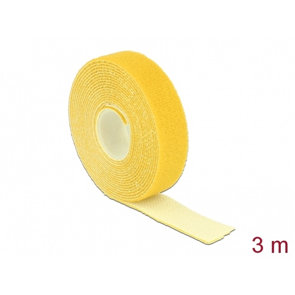 Delock 18738 Hurkolható rögzítok, 3 m x 20 mm (H x Sz) tekercs, sárga