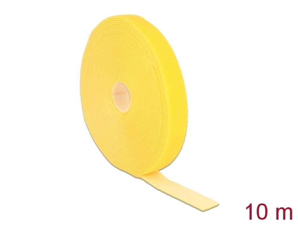 Delock 18740 Hurkolható rögzítok, 10 m x 20 mm (H x Sz) tekercs, sárga