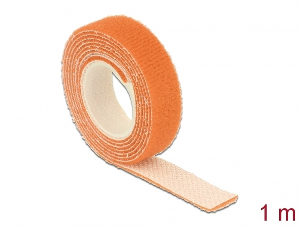 Delock 18741 Hurkolható rögzítok, 1 m x 13 mm (H x Sz) tekercs, narancssárga