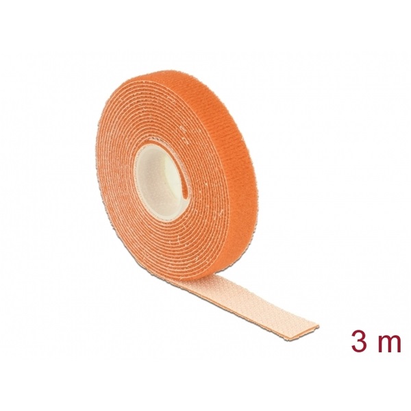 Delock 18742 Hurkolható rögzítok, 3 m x 13 mm (H x Sz) tekercs, narancssárga