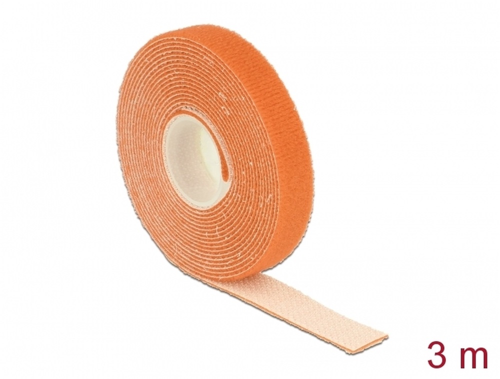 Delock 18742 Hurkolható rögzítok, 3 m x 13 mm (H x Sz) tekercs, narancssárga