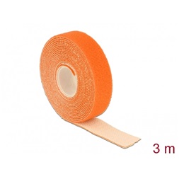 Delock 18746 Hurkolható rögzítok, 3 m x 20 mm (H x Sz) tekercs, narancssárga