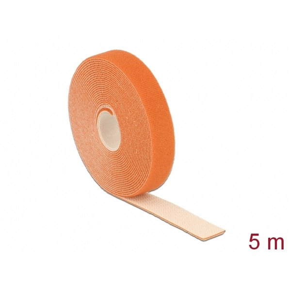 Delock 18747 Hurkolható rögzítők, 5 m x 20 mm (H x Sz) tekercs, narancssárga