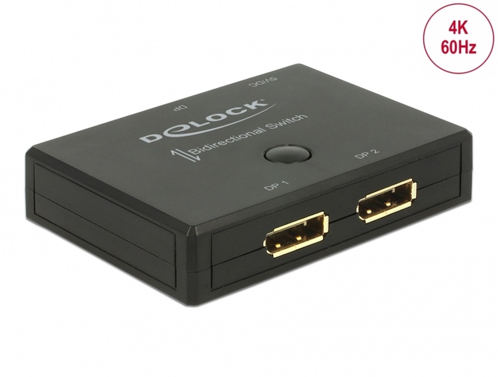 Delock 18750 Displayport 2 - 1 kapcsoló kétirányú 4K 60 Hz
