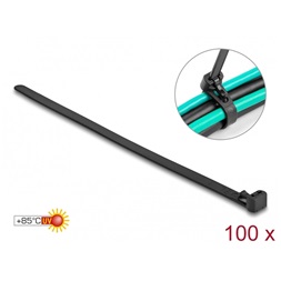 Delock 18757 Kábelösszekötő újrahasznosítható hőálló hossza 200 mm, szélessége 7,5 mm, 100 db. Fekete