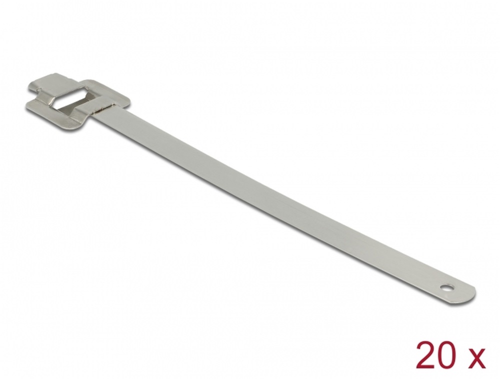 Delock 18762 Rozsdamentes acél, újrahasználható kábelkötegek összeköto kampóval hossz: 150 mm szélesség: 1