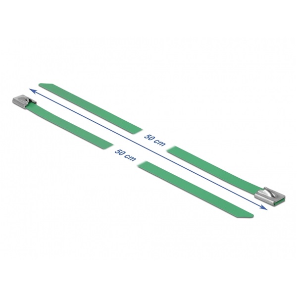 Delock 18808 Rozsdamentes Acél Kábelkötegek Hossza 500 x Szélesség 7,9 mm zöld 10 db.