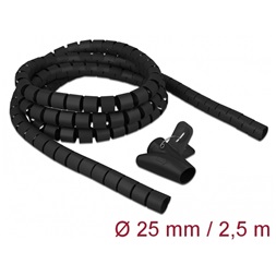 Delock 18837 Spirális kábelburkolat behúzó eszközzel 2,5 m x 25 mm fekete
