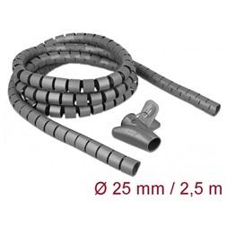 Delock 18845 Spirális kábelburkolat behúzó eszközzel 2,5 m x 25 mm szürke