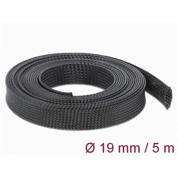 Delock 18850 Fonott kábelharisnya nyújtható 5 m x 19 mm fekete