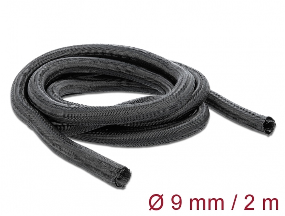 Delock 18852 Fonott kábelharisnya önzáródó 2 m x 9 mm fekete