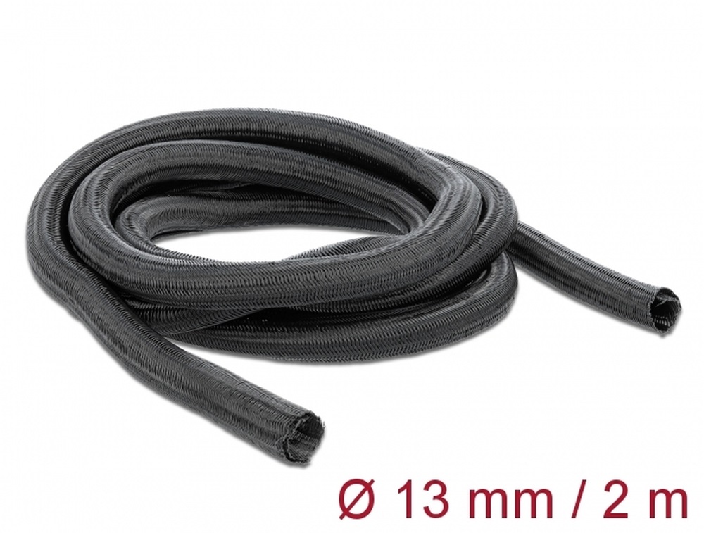 Delock 18853 Fonott kábelharisnya önzáródó 2 m x 13 mm fekete