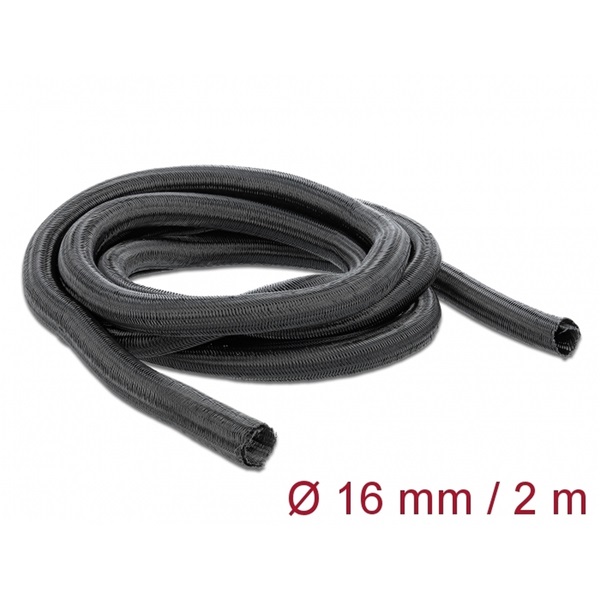 Delock 18854 Fonott kábelharisnya önzáródó 2 m x 16 mm fekete