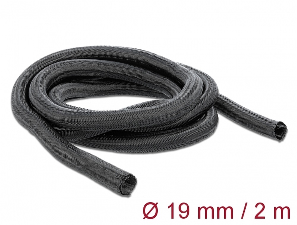 Delock 18855 Fonott kábelharisnya önzáródó 2 m x 19 mm fekete