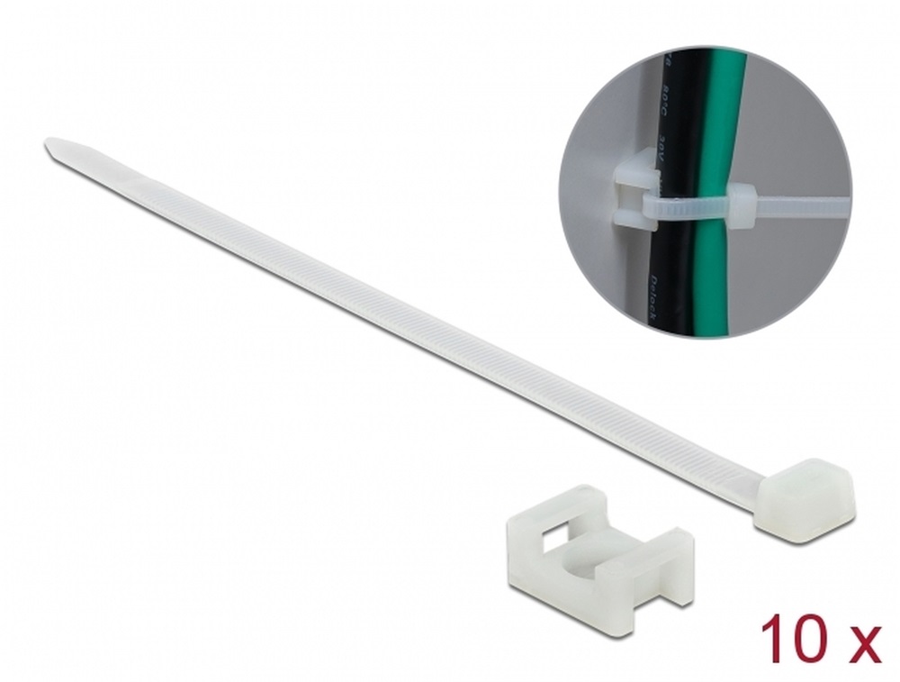 Delock 18885 Fehér csavart biztosító foglalat készlet 23 x 16 mm H 150 x Sz 7,2 mm kábellel