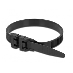 Delock 18889 Kábelösszekötő duplazárral Hz 250 x Sz 9 mm fekete 10 darab