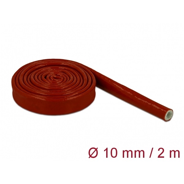 Delock 18897 Tűzvédelmi szilikon borítású takarás 2 m x 10 mm piros