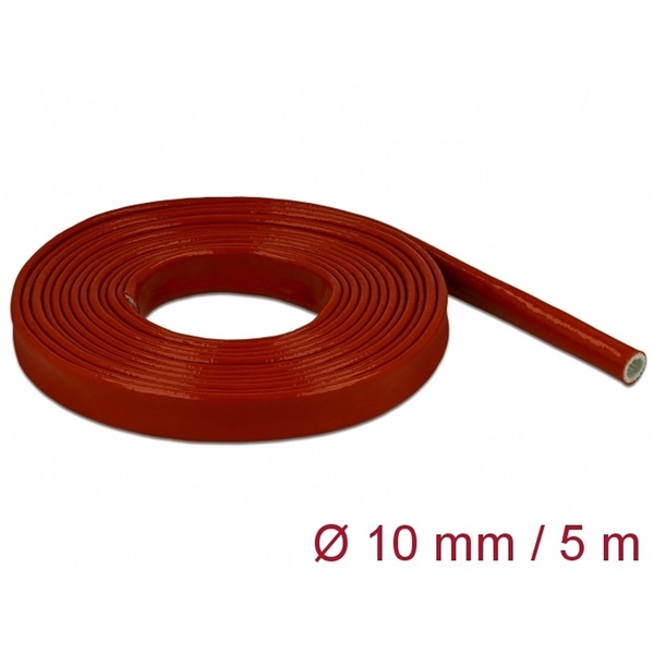 Delock 18898 Tűzvédelmi szilikon borítású takarás 5 m x 10 mm piros