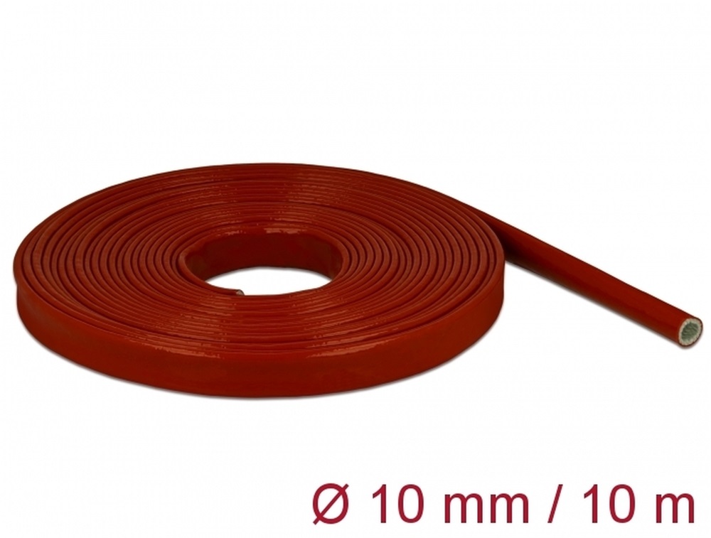 Delock 18899 Tűzvédelmi szilikon borítású takarás 10 m x 10 mm piros