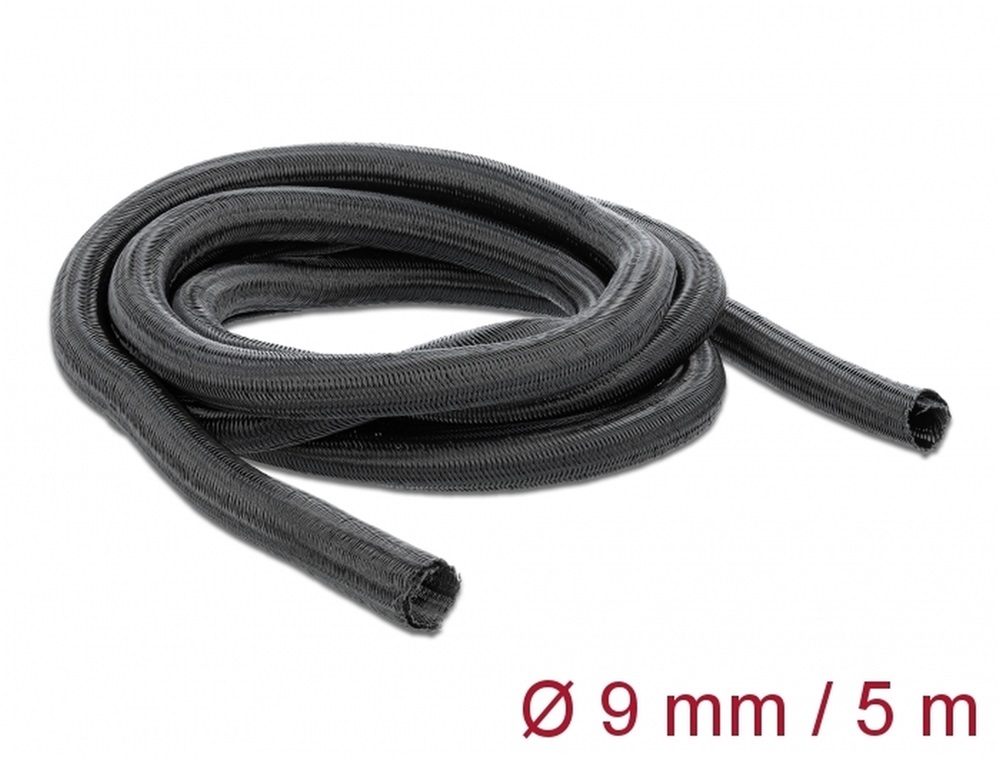 Delock 18905 Fonott kábelharisnya önzáródó 5 m x 9 mm fekete