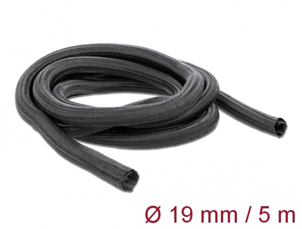 Delock 18919 Fonott kábelharisnya önzáródó 5 m x 19 mm fekete
