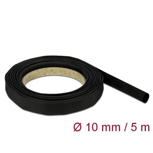 Delock 18938 Fekete zsugorcső 5 m x 10 mm