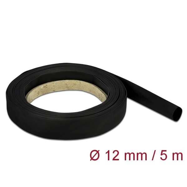 Delock 18939 Fekete zsugorcső 5 m x 12 mm
