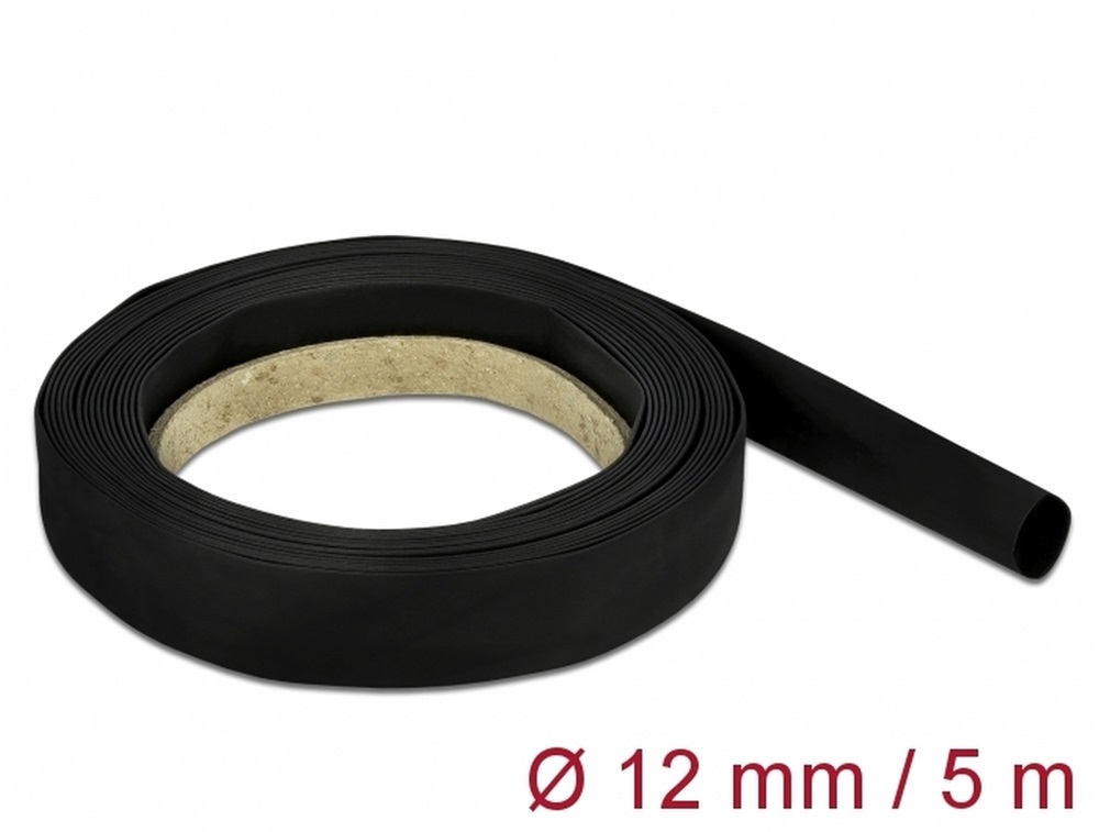 Delock 18939 Fekete zsugorcső 5 m x 12 mm