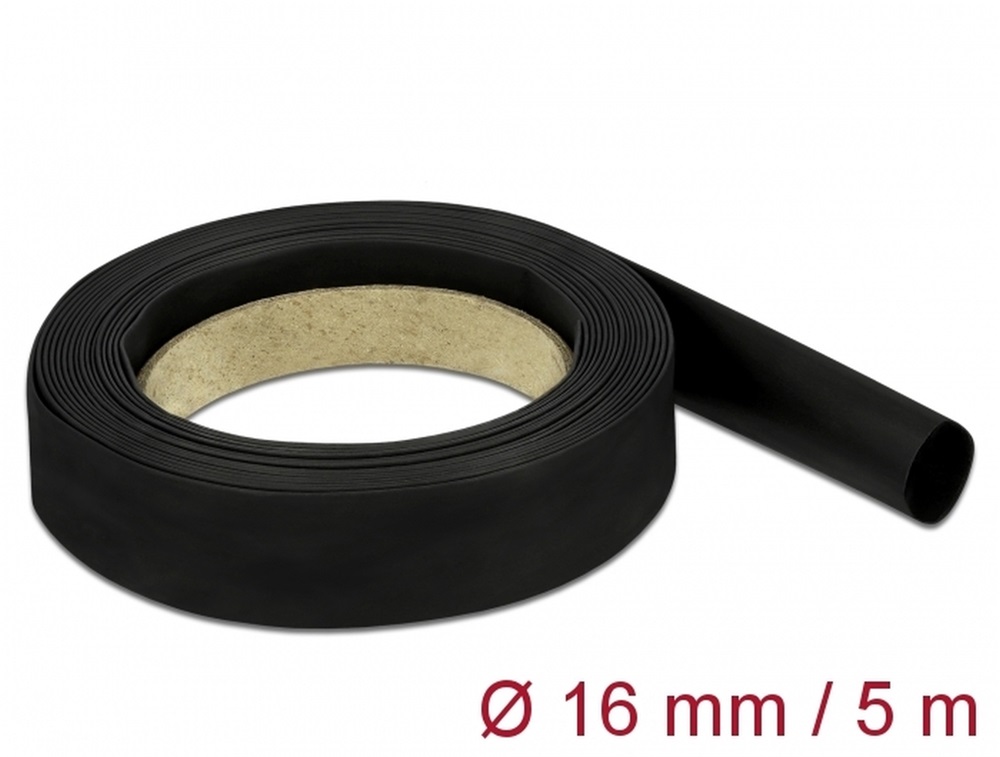 Delock 18940 Fekete zsugorcső 5 m x 16 mm