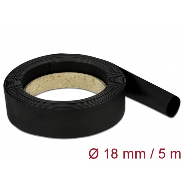 Delock 18941 Fekete zsugorcső 5 m x 18 mm