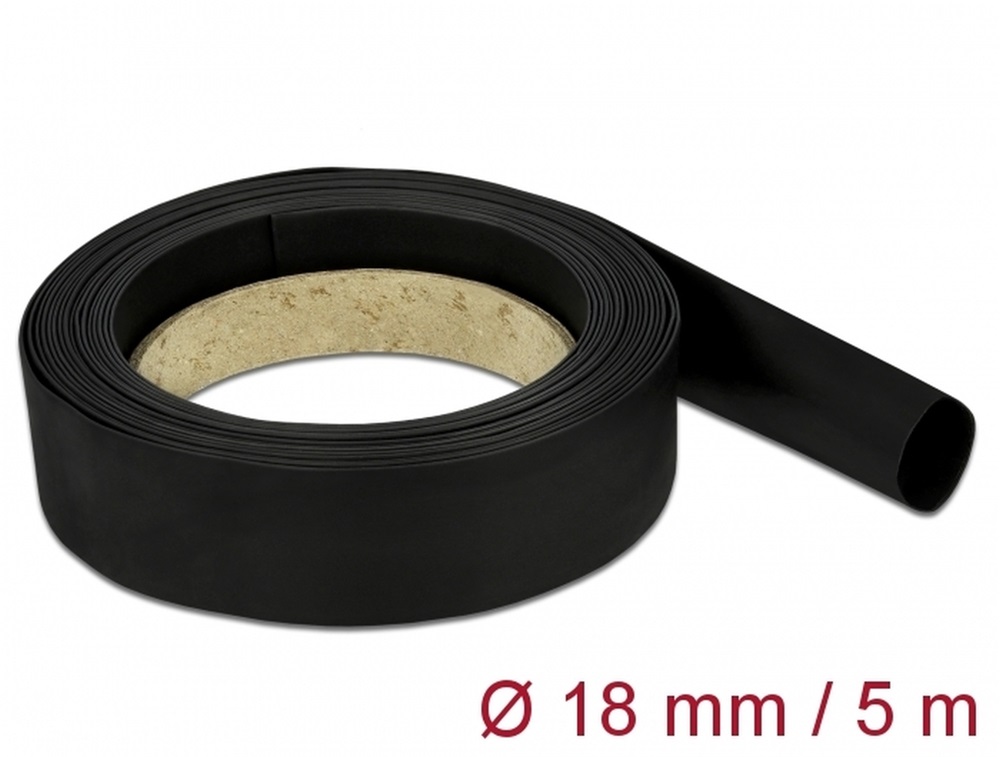 Delock 18941 Fekete zsugorcső 5 m x 18 mm