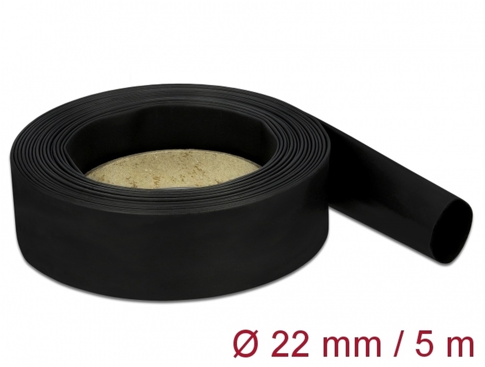 Delock 18943 Fekete zsugorcső 5 m x 22 mm