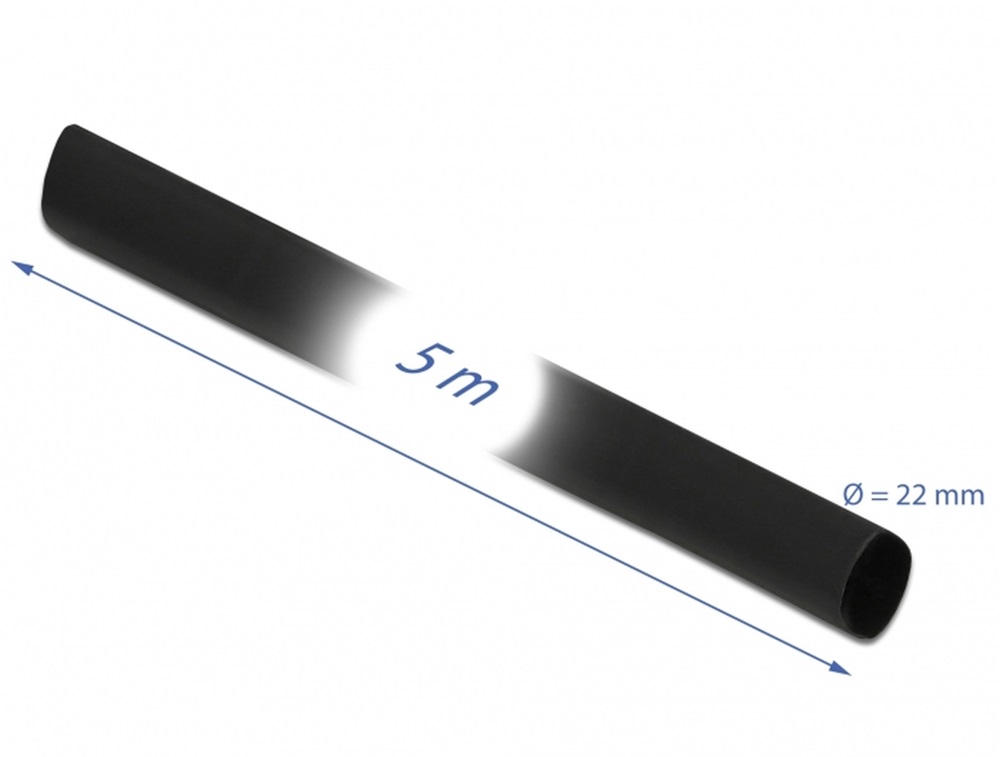 Delock 18943 Fekete zsugorcső 5 m x 22 mm