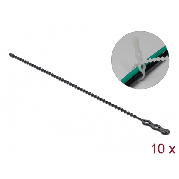 Delock 18967 Újrahasználható kötöző Hx 310 x Sz 4,5 mm 10 db. fekete