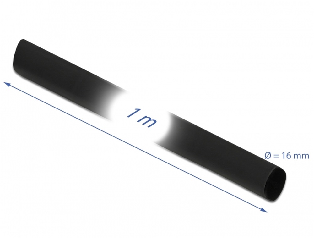Delock 18976 Fekete zsugorcső 1 m x 16 mm