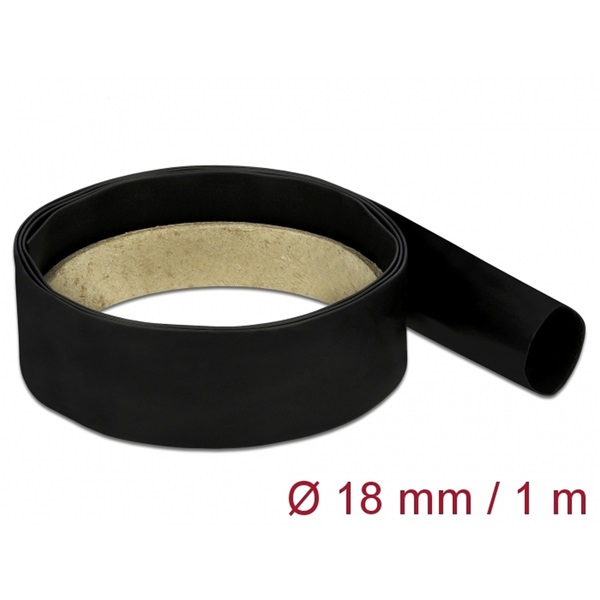 Delock 18977 Fekete zsugorcső 1 m x 18 mm
