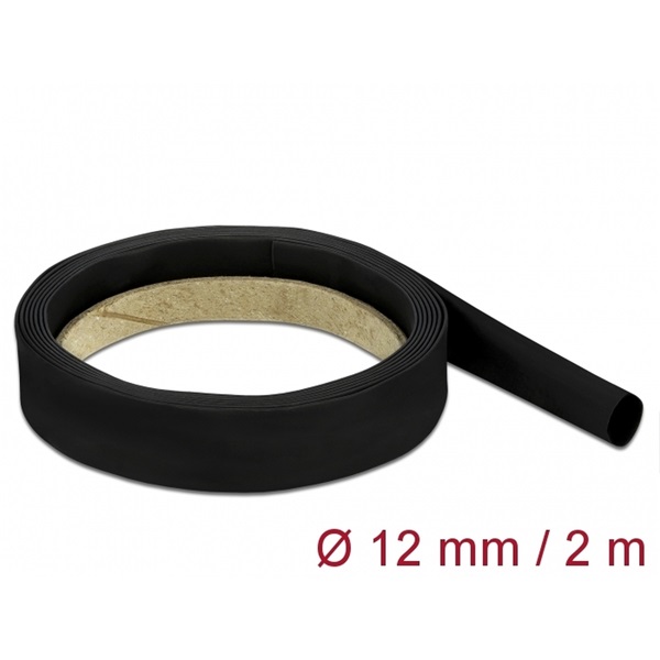 Delock 18982 Fekete zsugorcső 2 m x 12 mm