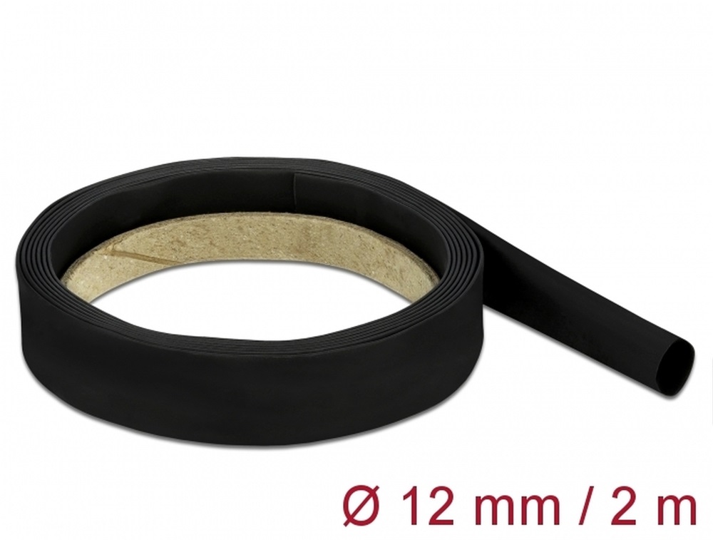 Delock 18982 Fekete zsugorcső 2 m x 12 mm