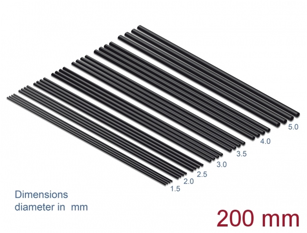 Delock 18988 A hőre zsugorodó csőkészlet 28 db.-os, 200 mm hosszú és fekete színű
