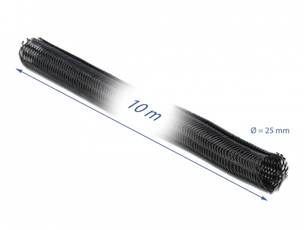 Delock 19047 Fonott kábelharisnya önzáródó 10 m x 25 mm fekete