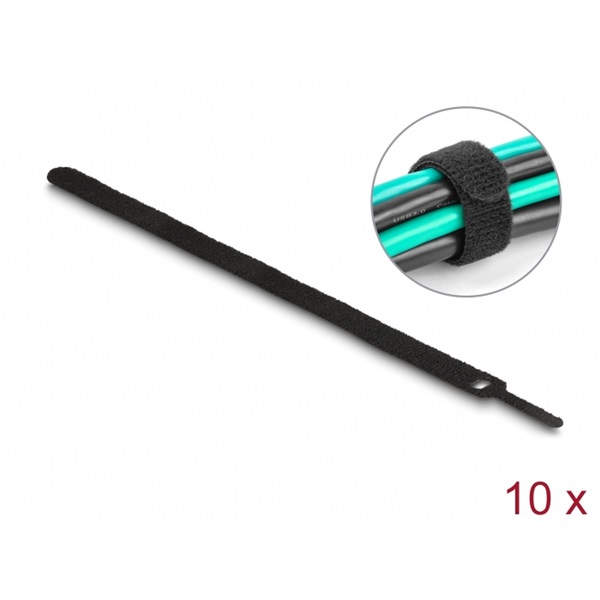 Delock 19054 Befűzős kábelkötegelő hossza 250 mm fekete 12 mm, 10 db.
